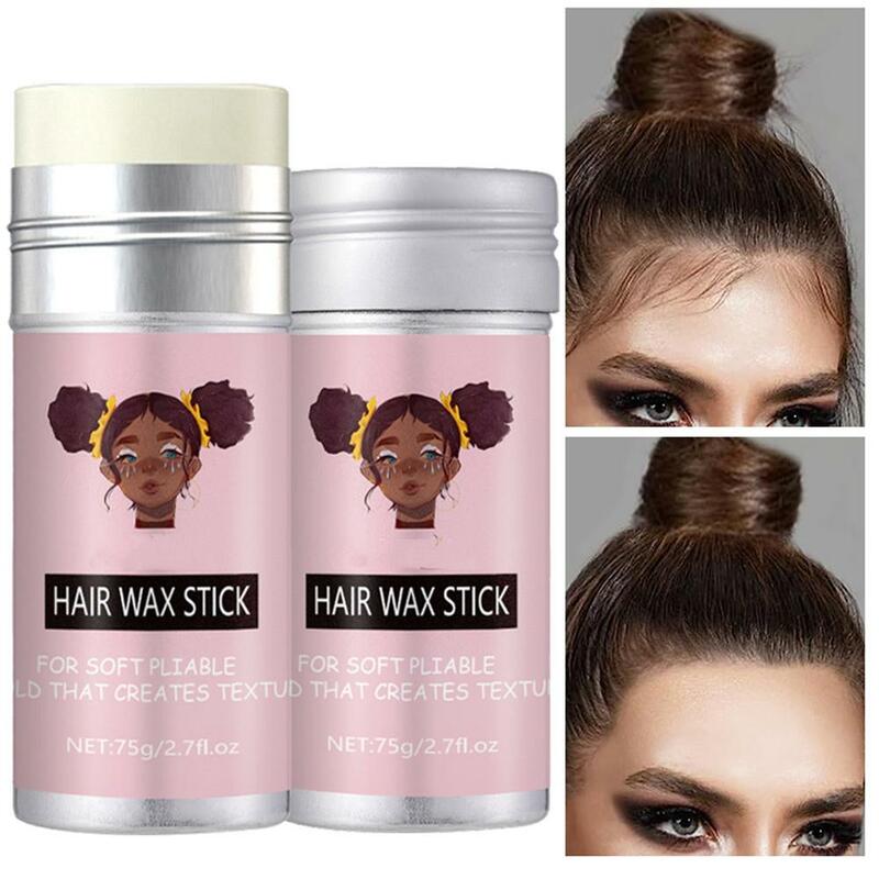 Slick Back Broken Hair Wax Stick para Mulheres Negras, Styling Gel, Elegante, Frizz, Peruca Fixa, Pomada Acabamento, 75g Lot