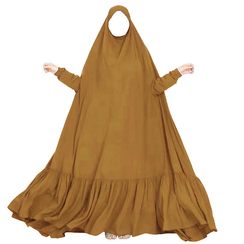 Long Khimar Abaya Eid Hooded Muslim Women Maxi Dress Turkey Ramadan Kaftan Prayer Islamic Arabic Robe Abayas Full Cover Clotning