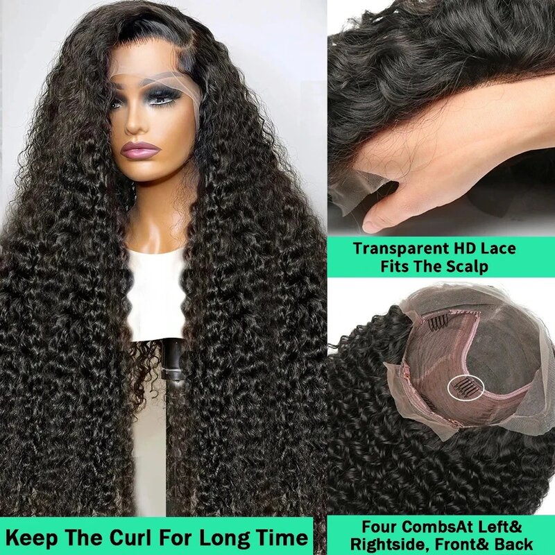 deep wave frontal wig 13x6 hd lace on sale 40 Inch Brazilian glueless human hair 200 Density 13x4 Curly Wigs for Women Choice