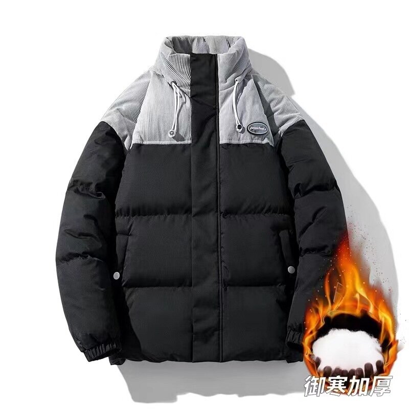 2024 FASHION Korean Work Parka Coat Men's Fleece Jacket Streetwear Solid Color Warm Waterpooof Thicken Jackets for Men