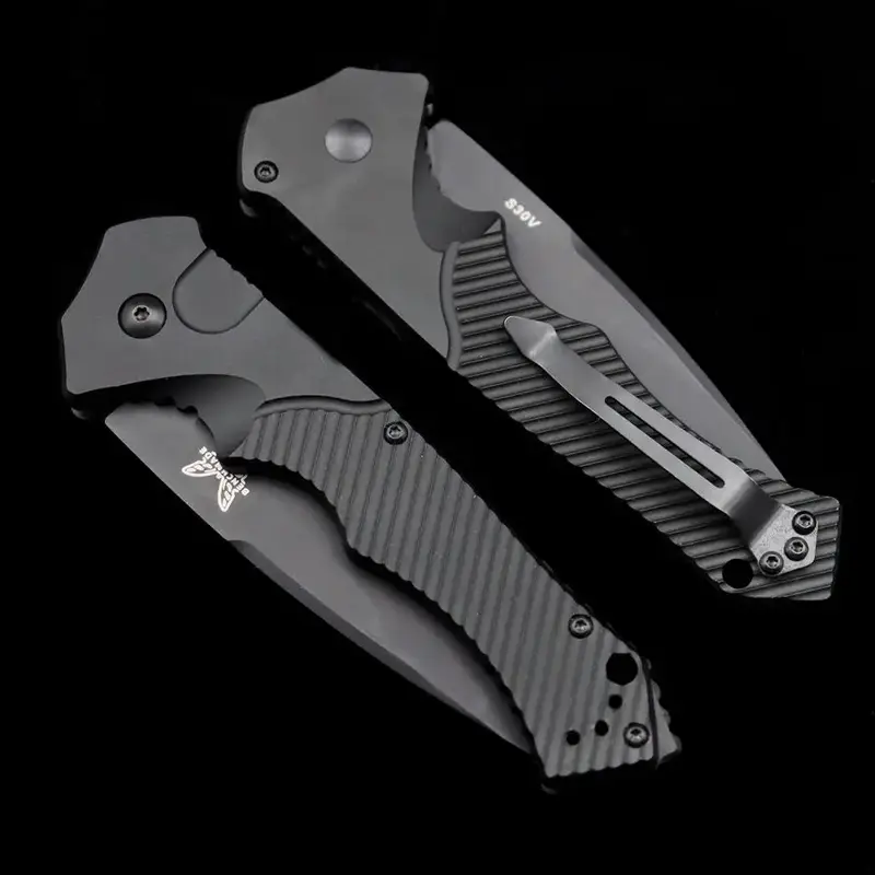 BENCHMADE-cuchillo plegable 9600BK para exteriores, herramienta EDC con mango de aluminio para acampar, seguridad, autodefensa