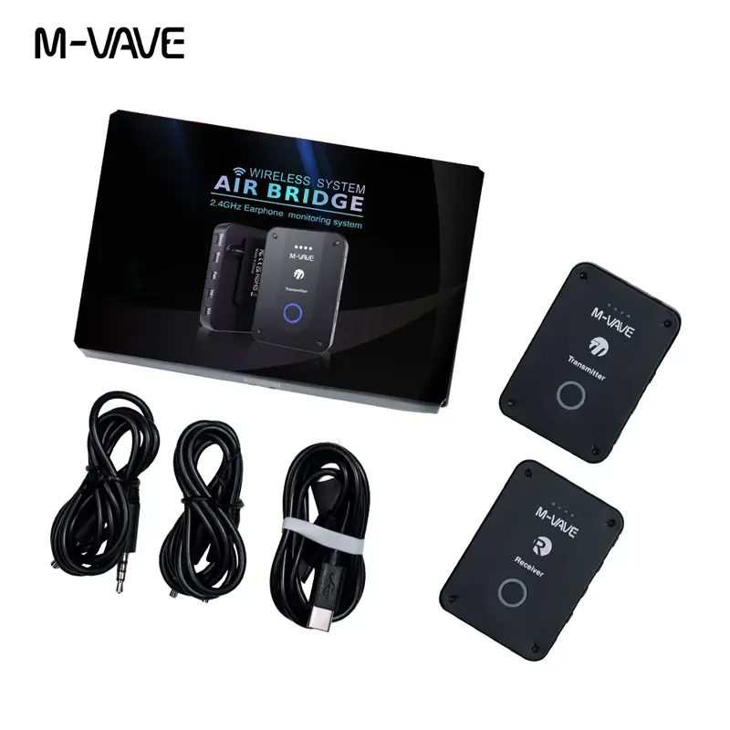 2024 M vave WP-9 Rechargeable Wireless Earphone Monitor 2.4GHz ISM Transmitter Receiver Support Stereo Mono Recording Function