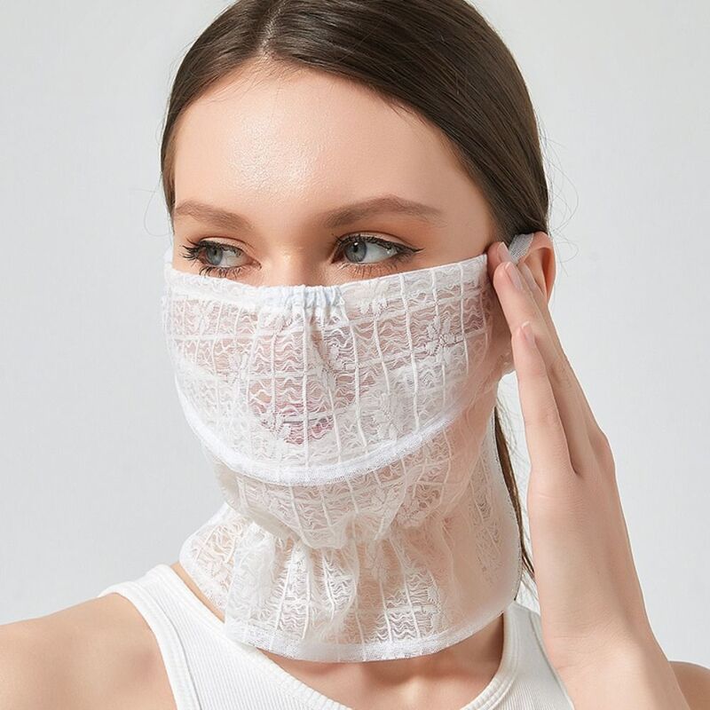 2 stücke Öffnung Sonnenschutz atmungsaktive Frauen maske Nackenschutz Gesichts schutz Spitze Schleier