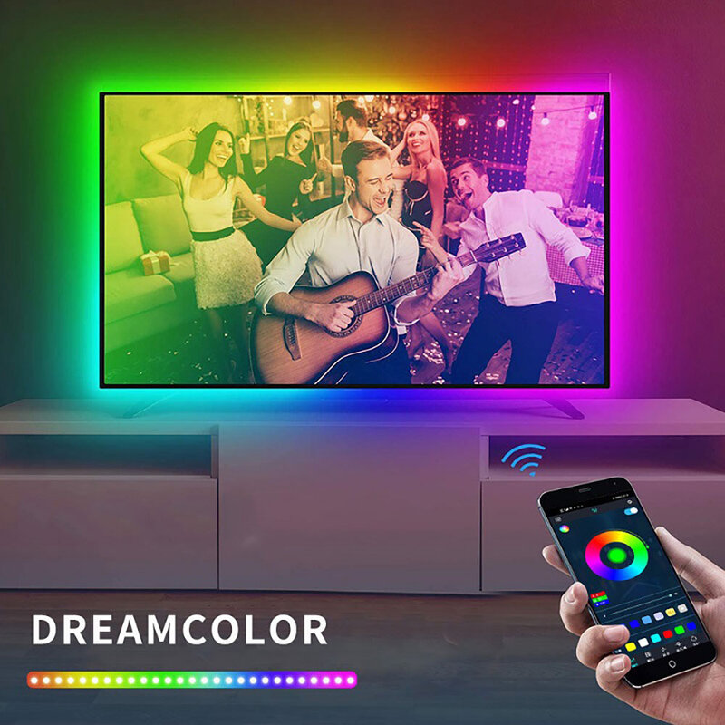 Lampu Bar LED 5050 RGB, lampu dekorasi ruangan, lampu belakang TV dengan Diode dan efek mengejar kontrol aplikasi Bluetooth, warna RGB