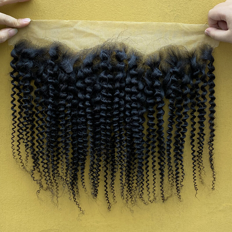 Peluca de cabello humano rizado de 13x4, postizo de encaje Frontal brasileño 100%, transparente, 4x4