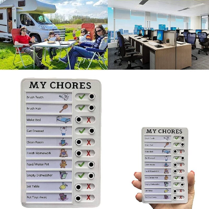 3X My Chores Checklist Memo Plastic Board, Detachable And Reusable Creative Memo Checklist For Check Items And Form