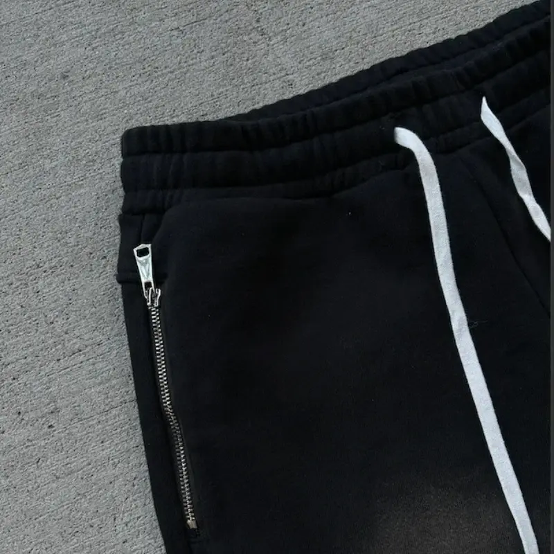 Y2K-Retro Calças largas com decoração Zipper, moletom casual, streetwear Hip Hop Punk, algodão extragrandes, calças de perna reta, gótico