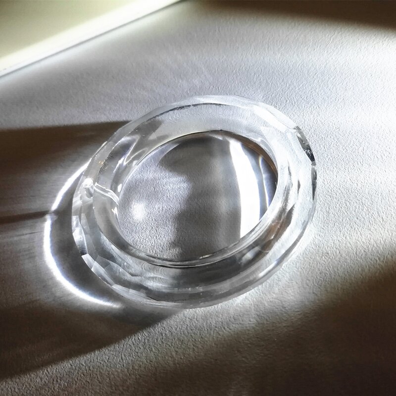 Anillo de luz de cristal de 50mm, 1 pieza, lámpara de cristal, piezas de prismas, colgante, anillo de moda