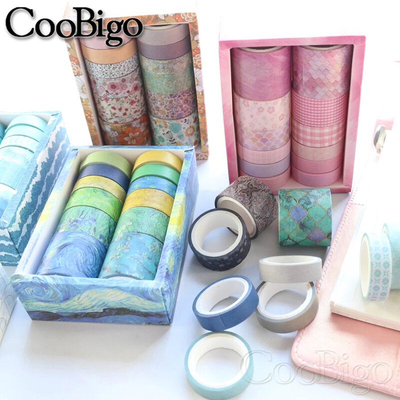 12Pcs/Pack Cute Plant Washi Tape Set Colored Masking Tape Decorative Adhesive Tape DIY Sticker Scrapbooking Stationery Supplies