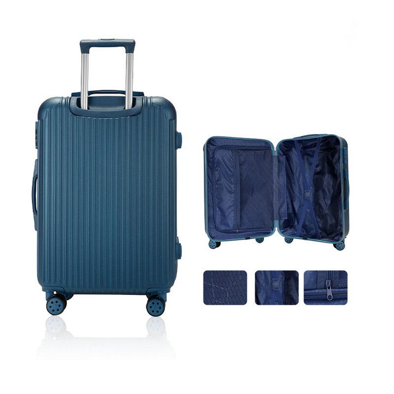 Maleta de viaje para hombre y mujer, equipaje de 20 pulgadas con carrito, Material supercompresivo ABS + PC, color azul oscuro/rosa/blanco