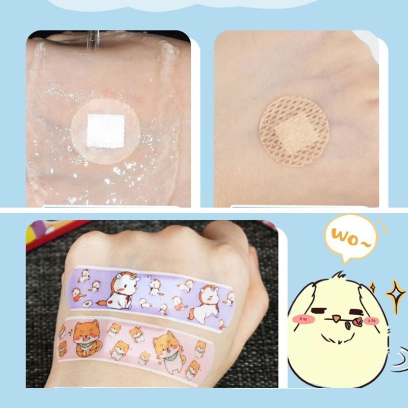 120 Pcs Cartoon First Aids Bandages Sterile Breathable Round Bandages Long Lasting Waterproof for Kid Toddler Wound Care
