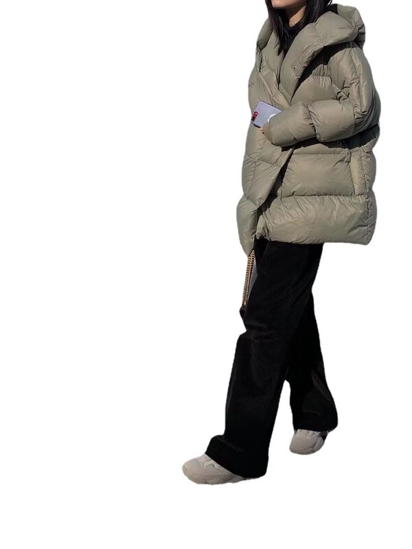 UMI MAO 90เป็ดสีขาวลงเสื้อแจ็คเก็ตฤดูหนาวใหม่ Hooded ปกปิดหัวเข็มขัดฤดูหนาวเสื้อผ้าสตรีเสื้อ Y2K
