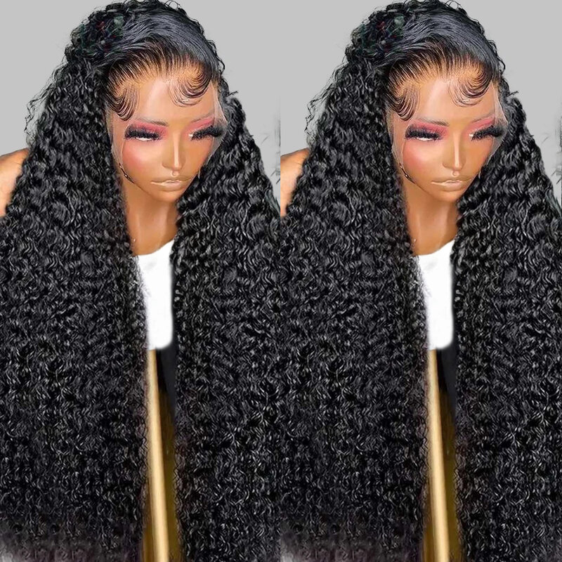 Transparent Deep Wave Lace Front Human Hair Wig 4x4 Pre-Plucked Brazilian Curly Human Hair 13×4 13x6 Lace Frontal Wigs for Women