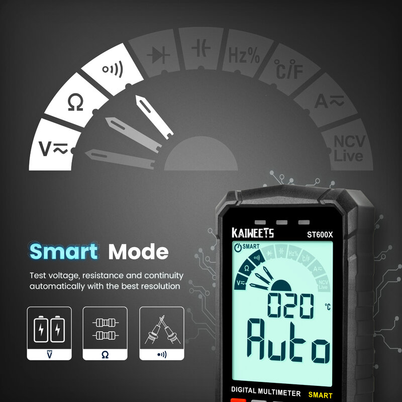 TRUE RMS cyfrowy multimetr Smart Auto zakres testowy NCV inteligentny Multimetro Tester AC napięcie prądu stałego pojemność Ohm Hz miernik
