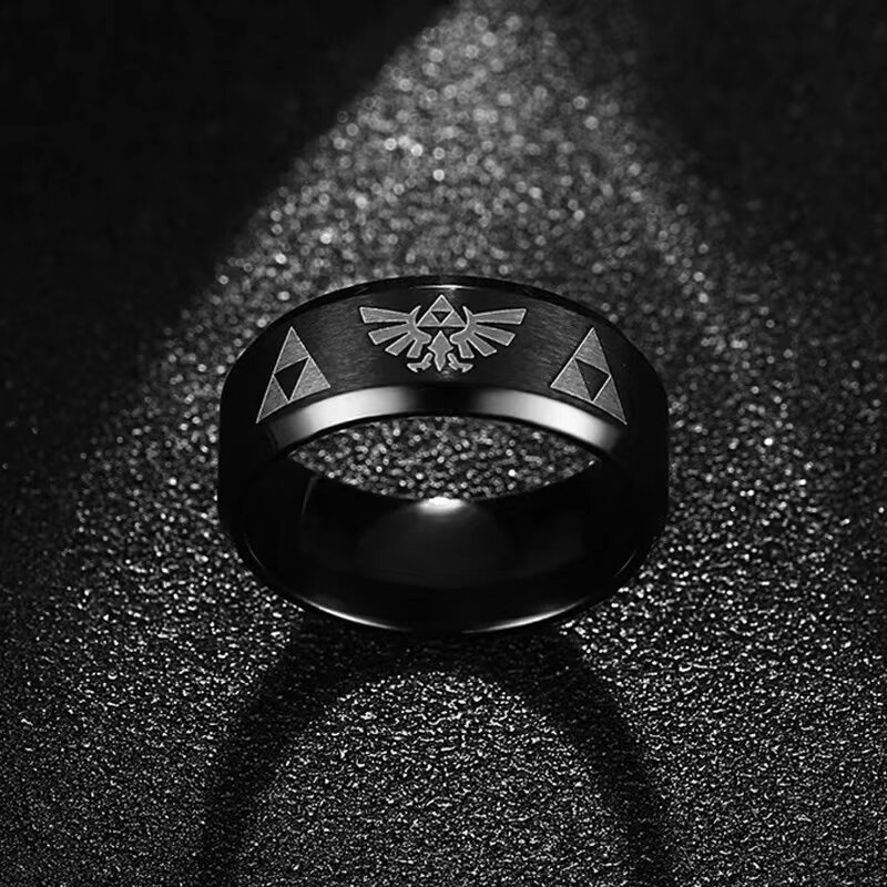 Legenda o trójkątnym pierścieniu z symbolem Zeldas Triforce dla mężczyzn kobiet 316L ze stali nierdzewnej pierścionki na palec na imprezę Cosplay biżuteria
