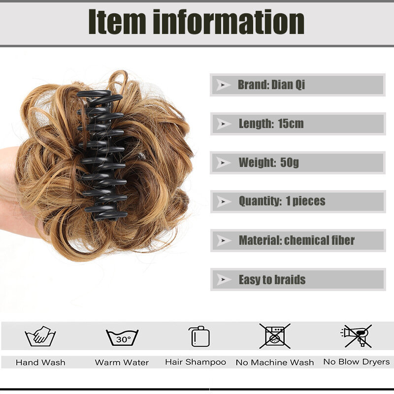 Sintético Chignon Messy Bun Claw Clip no pedaço de cabelo para mulheres, cabelo ondulado Bun, extensões de rabo de cavalo encaracolado