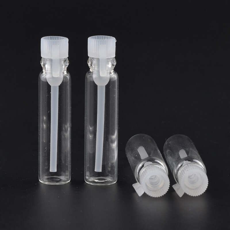 Frascos pequenos da amostra para o tubo líquido do teste da fragrância, perfume vazio do mini vidro, 1ml, 2ml, 3ml