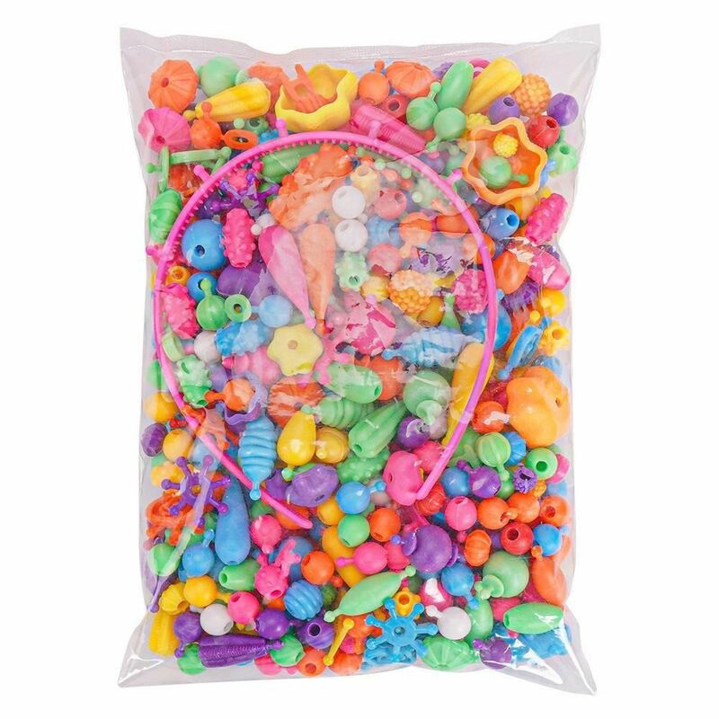 Pop Beads Snap Bead Kit para Jóias DIY, partículas grandes, Princesa Pop-Arty Beads, colorido sem fio Beading, 200PCs