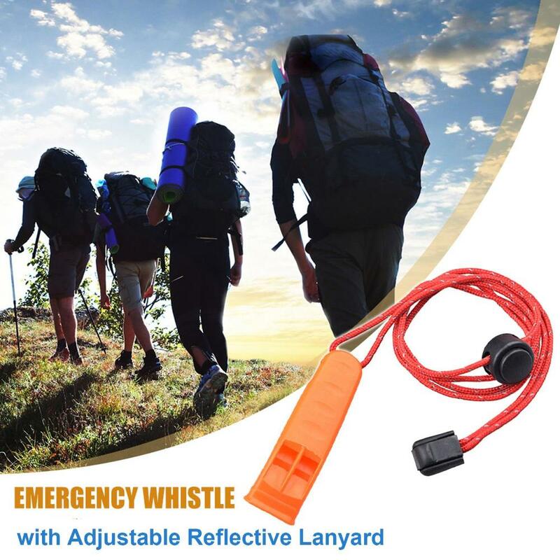 Double Pipe Dual Whistle Camping Marine Whistle Rescue Emergency Safety Survival Whistles With Adjustable Reflective Lanyard