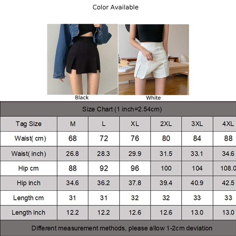 Shorts de lazer diário feminino, calça linha A, cintura alta, reta dividida, perna larga, elegante feminino