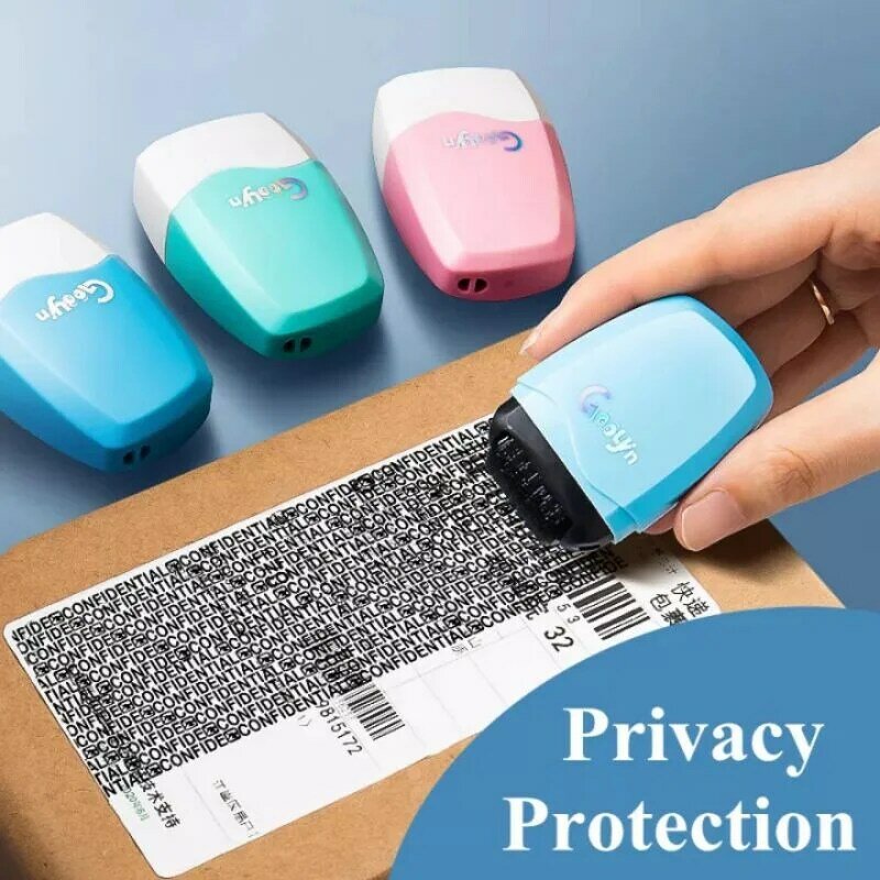 Rdy Voorraad Beveiliging Stempel Roller Privacy Cover Eliminator Stempel Draagbare Zelfinktende Identiteit Diefstal Bescherming