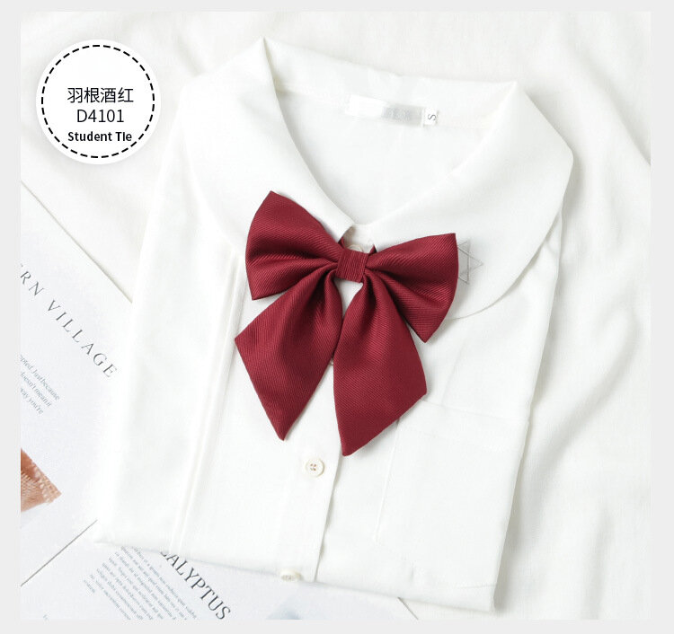 Gravata borboleta de poliéster para mulheres e meninas, gravata borboleta monocromática, colarinho uniforme, borboleta Cravats, camisa JK, vestido, gravatas de pescoço, estudantes