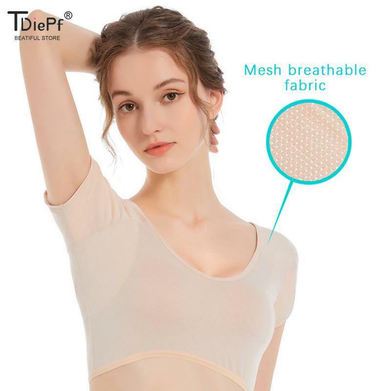 女性用の汗を吸収するクッション,洗えるTシャツ,汗を吸収するための,女性用の再利用可能なテ吸収剤プロテクター,1個