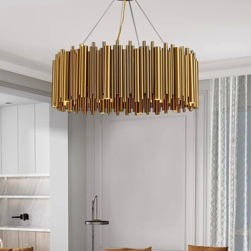 Lampadario da soggiorno Duplex moderno semplice lampadario creativo in acciaio inossidabile illuminazione interna luci a LED oro