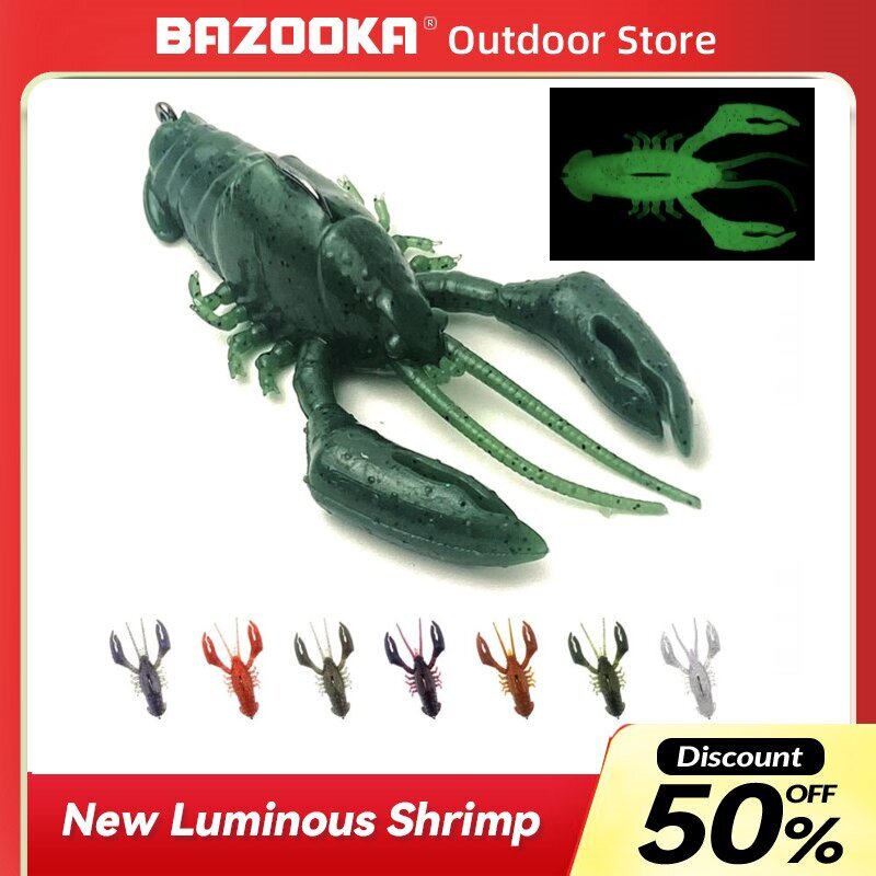 Bazooka-Iscas macias luminosas para pesca, Balanço simples do camarão, Baixo oco do pique, Isca de inverno, 16g