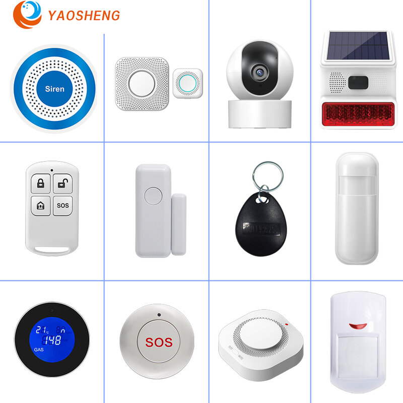 Sistema de alarma de seguridad antirrobo para el hogar, Detector de movimiento inalámbrico, Sensor de puerta, sirena al aire libre, Control remoto, funciona con Host de alarma