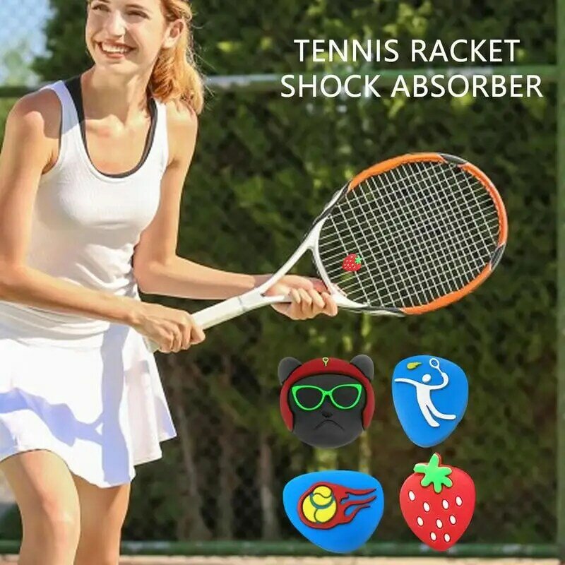 Raket tenis kartun lucu, peredam getaran, raket tenis, bendera Anti getaran, raket tenis silikon, aksesori tenis peredam