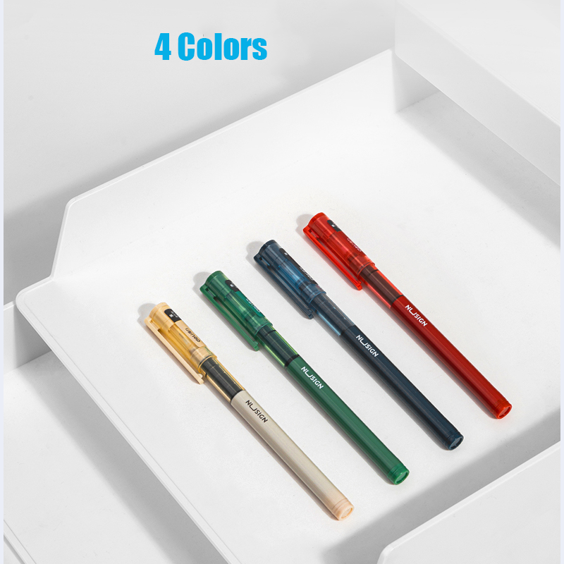 Bolígrafos de Gel líquido rectos, bolígrafos de tinta negra neutra, tubo de aguja completo, suministros escolares para estudiantes, 4 piezas, NS767, 0,5mm