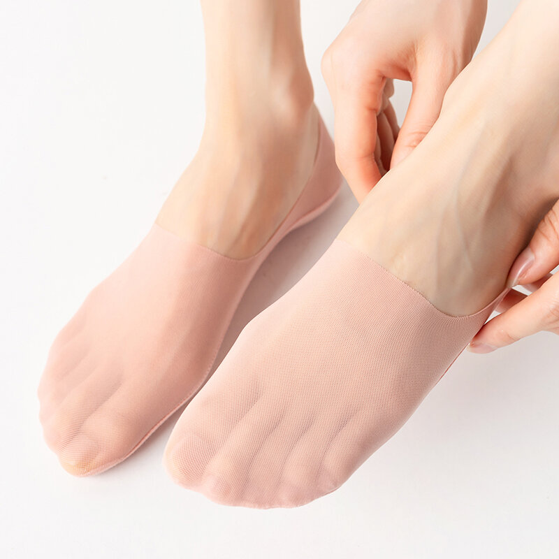 Носки-невидимки женские из силикона, Нескользящие ультратонкие дышащие, эластичные, 5 пар