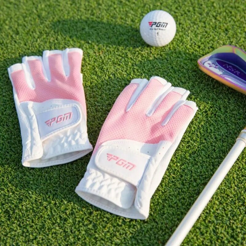 1 Pair of Soft Golf Gloves Elegant Wear-resistant Mesh Breathable Golf Open Finger Covers