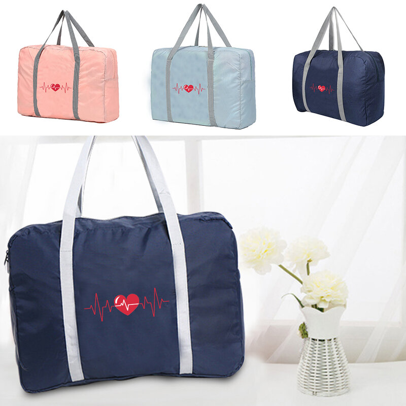 Grande capacidade dobrável sacos de viagem organizador unisex bagagem roupas saco de classificação bolsas femininas padrão sacos de viagem