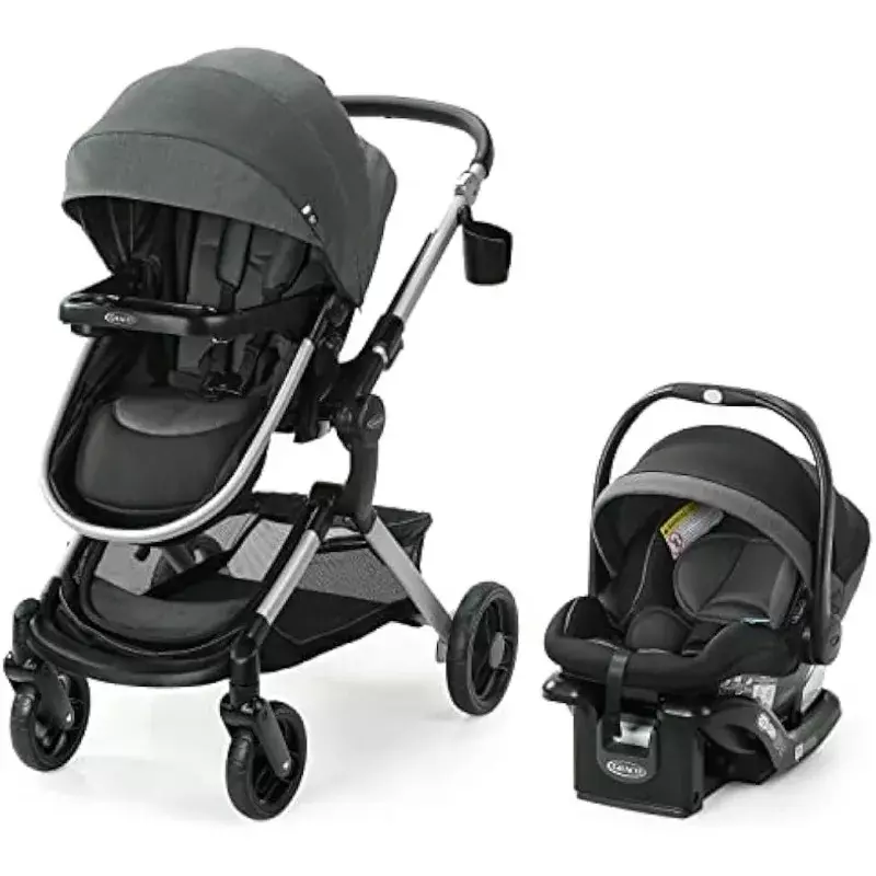Carrinho de bebê com altura ajustável assento reversível, leve alumínio Frame, assento de carro infantil, SnugRide 35 Lite Elite