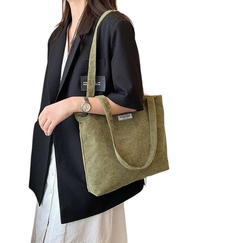 Y166 Fashionable and Corduroy Shoulder Bag and Handbag Perfect for Everyday Use