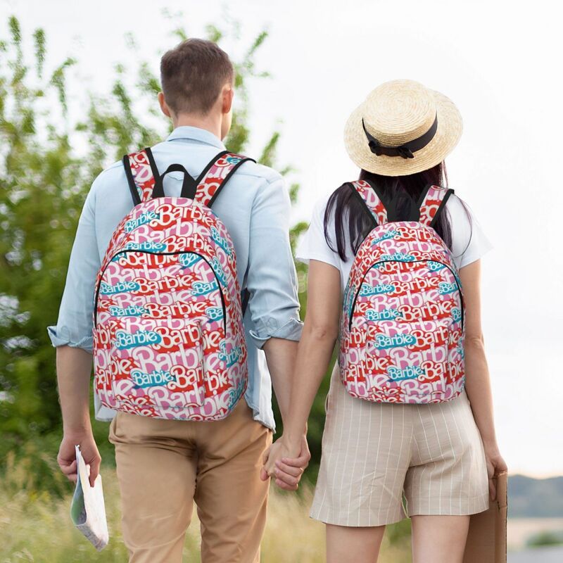Custom Pink Barbies Canvas Backpacks for Men Women Water Resistant School College Bag Printing Bookbag
