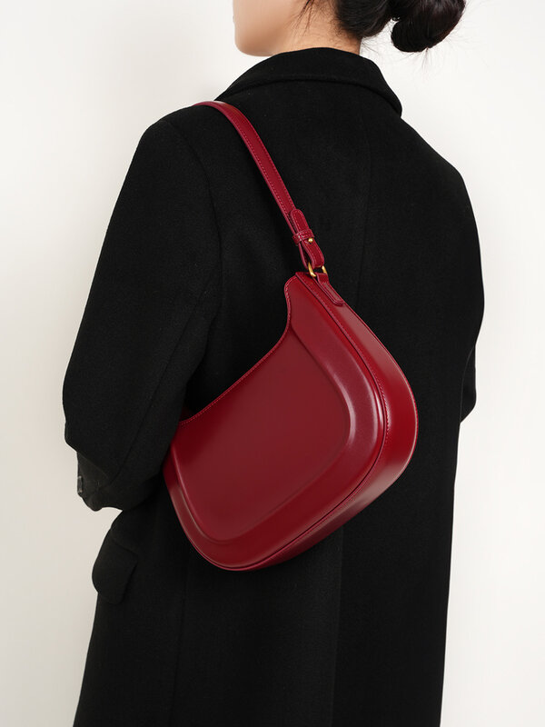 Borsa da sella vintage in pelle borsa a tracolla da donna a tracolla borsa da sposa rossa per regalo fidanzata borsa casual versatile