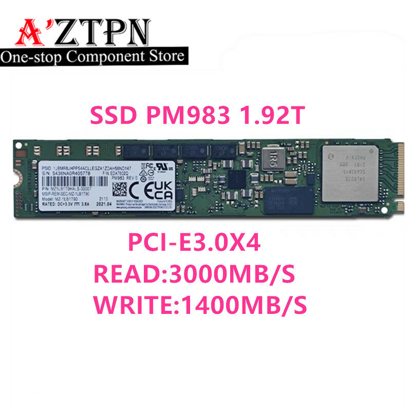 SSD ดั้งเดิมสำหรับ Samsung PM983 1.92T 22110โซลิดสเตทไดรฟ์ขนาด NVMe โปรโตคอล Pcie3.0องค์กร