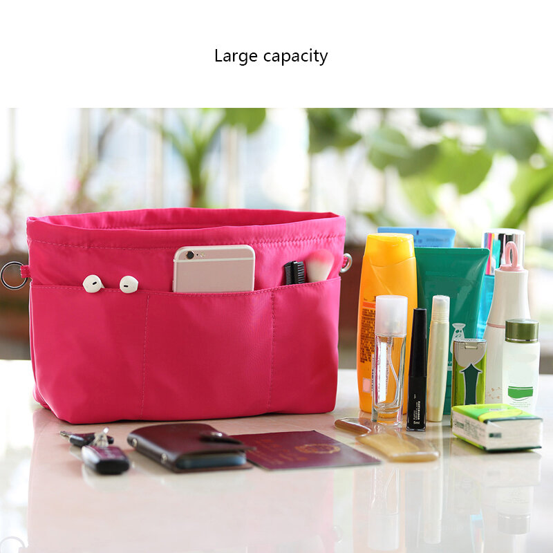 Bag in Bag Organizer TINBERON Handbag Purse Insert Organizer Large Capacity  Nylon Cosmetic Bag Portable Finishing Bag Inside Ba