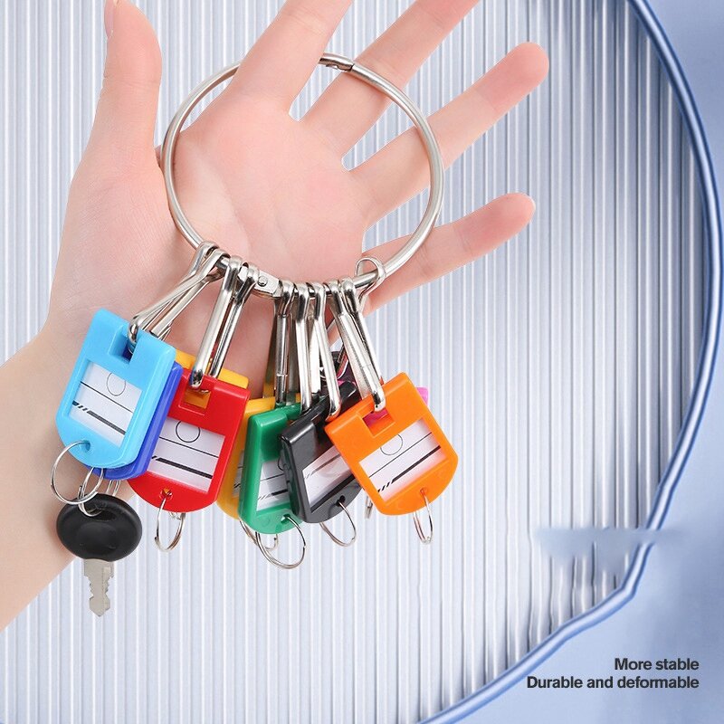 Portable Metal Ring Key Organizer com mola ganchos, etiquetas chaves, etiqueta janela