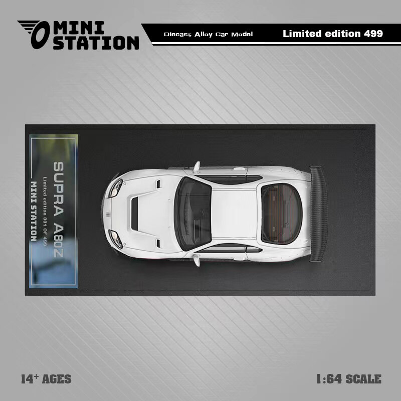 Miniestación de juguete en miniatura, modelo de coche Diorama, escala 1: A80Z 64 Supra, color blanco fundido a presión
