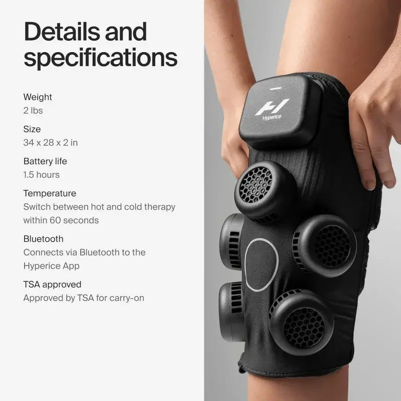 Dispositivo de rodilla Hyperice X, calor y frío de contraste de terapia avanzada, alivio del dolor e inflamación, proporciona un mayor rango de Mo
