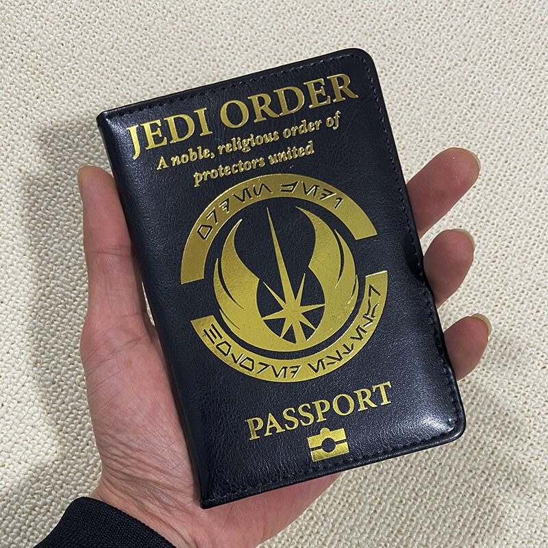 Carteira de viagem de couro PU para homens e mulheres, capa de passaporte, símbolo Jedi Order, logotipo para passaportes, filme fashion