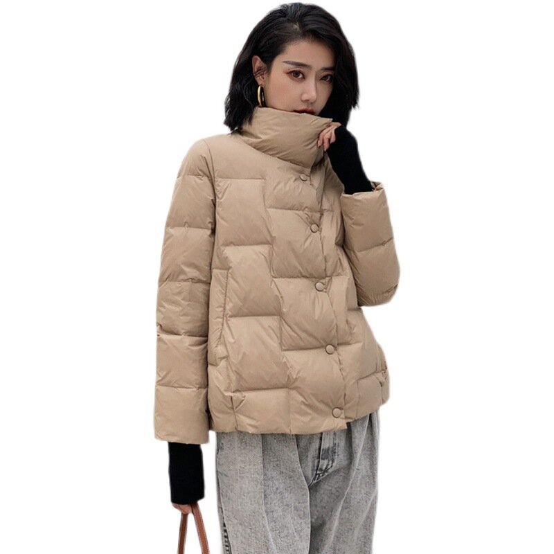 Jaqueta de manga comprida de pato quente feminina, casacos pretos casuais, moda branca, novo, inverno, 2023