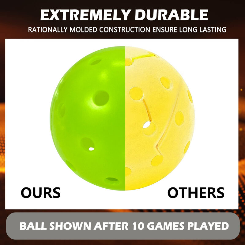 Juciao bola kompetisi luar ruangan 40 lubang, bola picleball hijau limau penerbangan sejati pantulan tinggi, tahan lama
