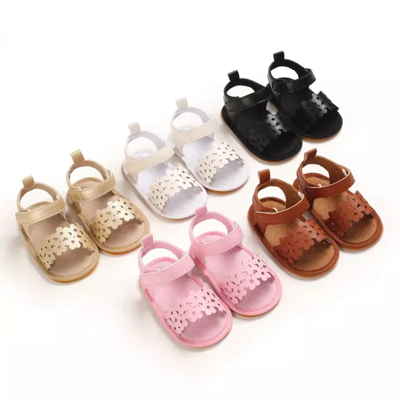Sapatos de princesa antiderrapantes respiráveis para recém-nascidos, sandálias infantis, criança primeiro caminhante, verão