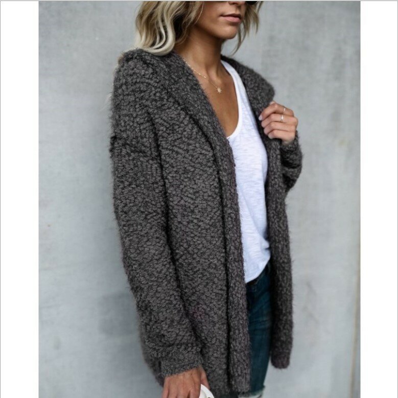 Cardigã de manga comprida feminina, casaco luxuoso, quente, outono, inverno