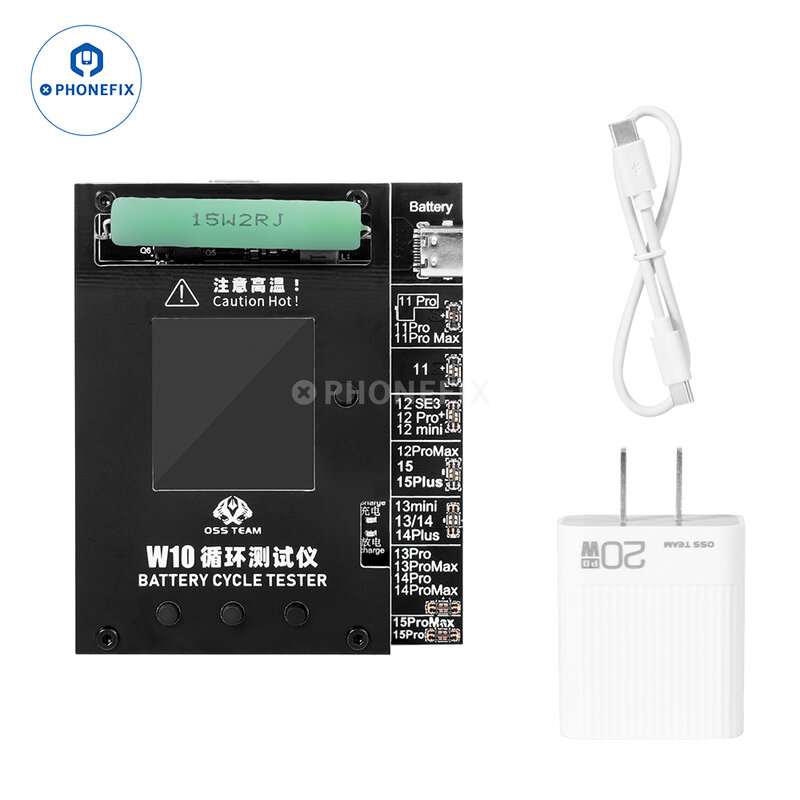 OSS W10 Battery Cycle Information Tester, Placa de Ativação Rápida para iPhone 11-15Pro Max, Eficiência Aumenta Programador
